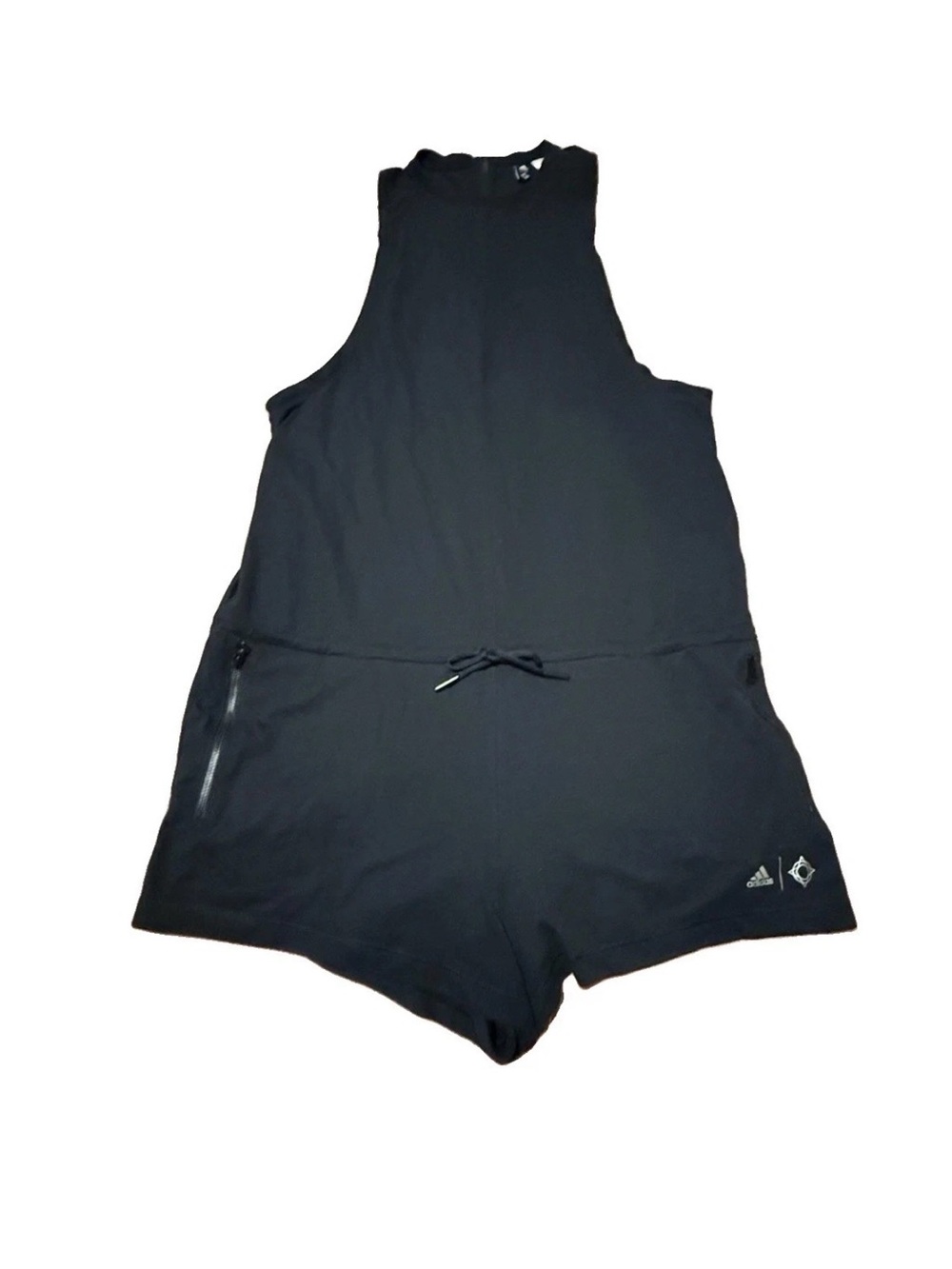 Adidas Black Jumpsuit One Piece Drawstring Wanderlust Women Large Romper